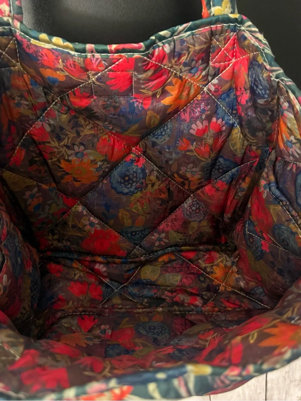 Natural Life Floral Quilted Shoulder Bag, Zip Closure, Pockets